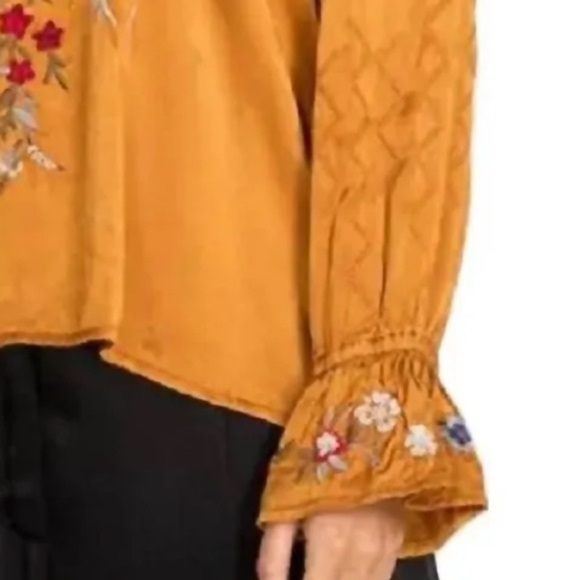 Johnny Was Heavily Embroidered Roma Victorian Prairie Blouse In Topaz NWT - Picture 9 of 9